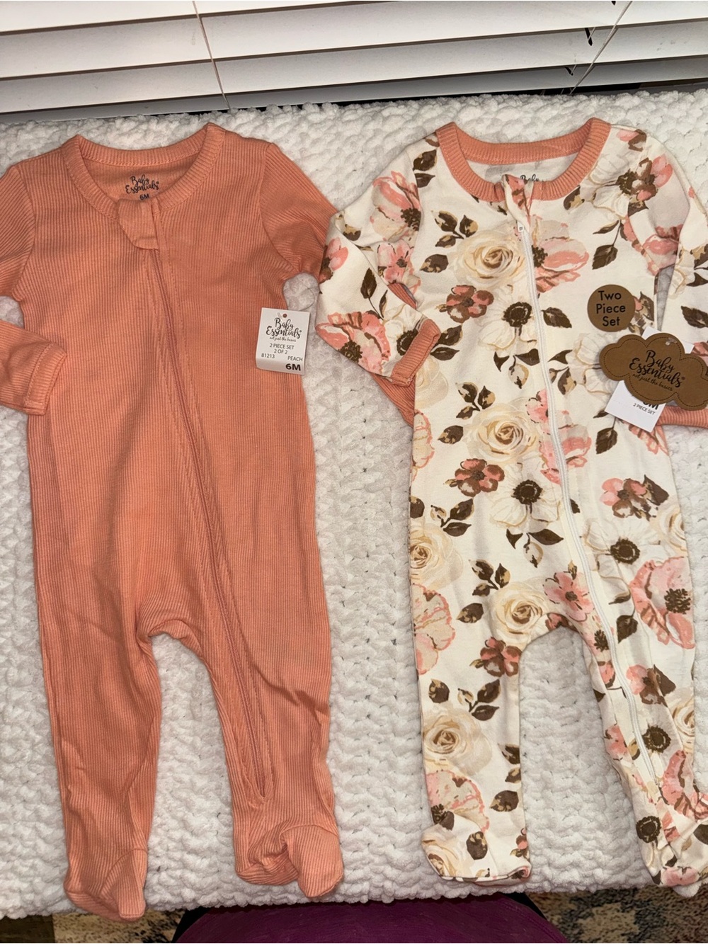 Baby Essentials Peach & Floral Two-Piece One-Piece Set